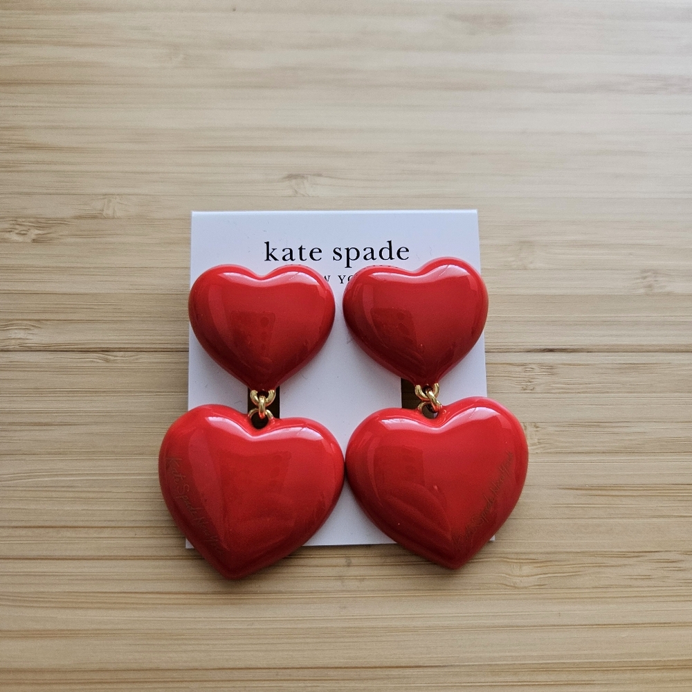 Kate Spade Heart You earrings NWT red
